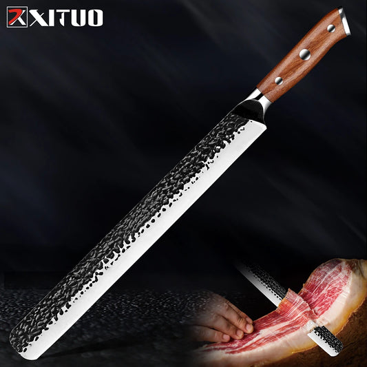 XITUO Kitchen Knives Suppliers Wholesale & Dropshipping  5Cr15MoV High Carbon Steel Slicing Carving Knife Hand Forged Brisket Knife Ultra Sharp Meat Slicer Ham Knife for Slicing Meats