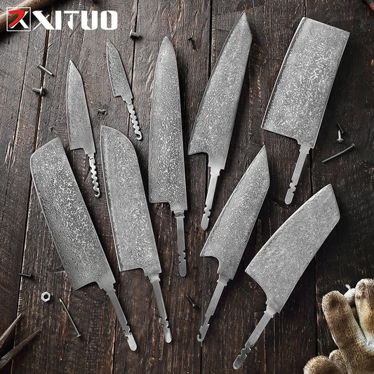 XITUO Kitchen Knives Suppliers Wholesale & Dropshipping  Damascus Steel Knife Handmade DIY Blade Blank Without Handle High carbon steel Chef Knife Japan Santoku knife Cleaver
